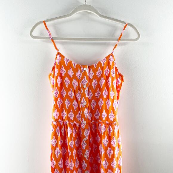 J. Crew Strappy Tiered Midi Sundress in Bold Orange Pink 00 - Picture 6 of 9